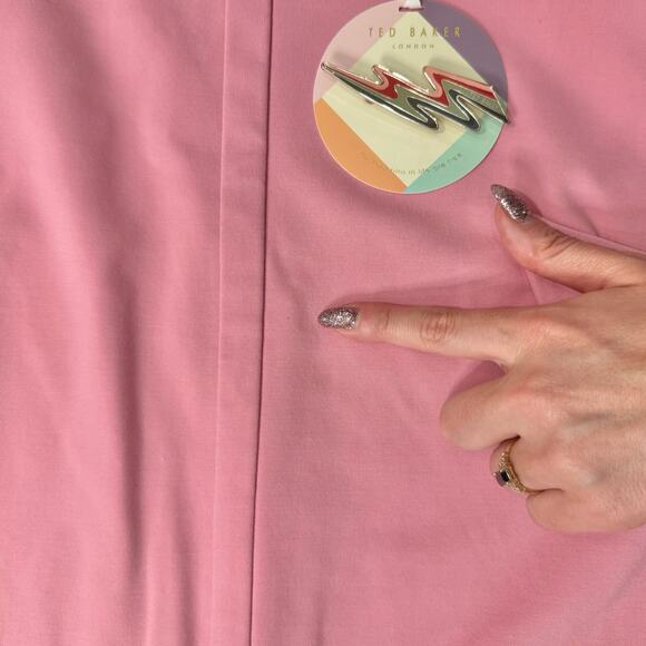 Ted Baker Pink Patron Front Tie Mini Sleeveless Dress size 5 / XL / 12 NEW Tags - Picture 5 of 16